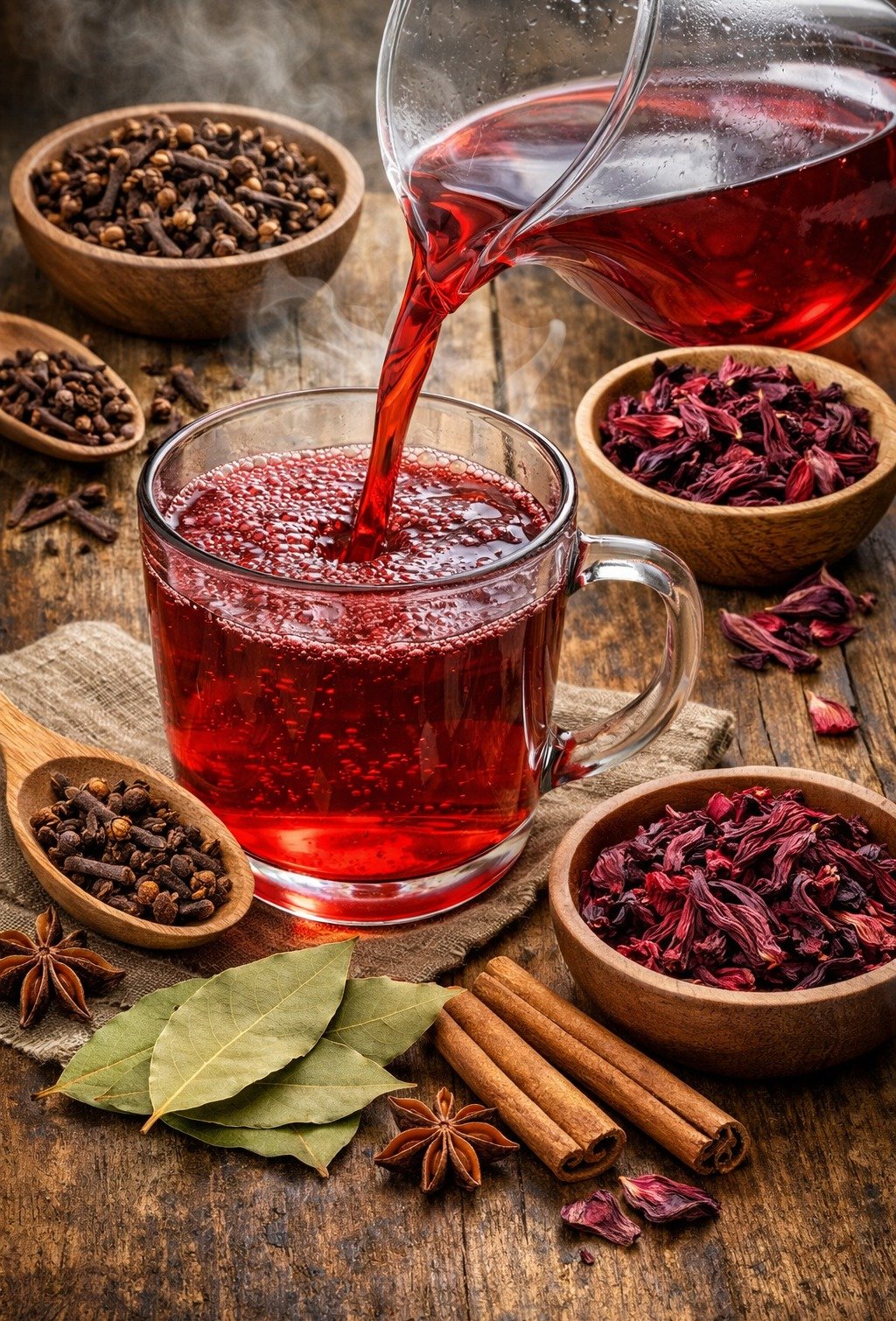 A Natural Elixir for Wellness: Hibiscus, Cloves, Bay Leaves, and Avocado Seed Tea for Circulation, Blood Sugar, and Heart Health