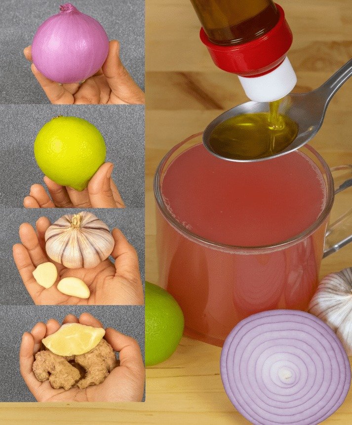 The Kitchen's Immune Powerhouse: A Natural Tonic with Onion, Garlic, Ginger, Lemon, and Olive Oil