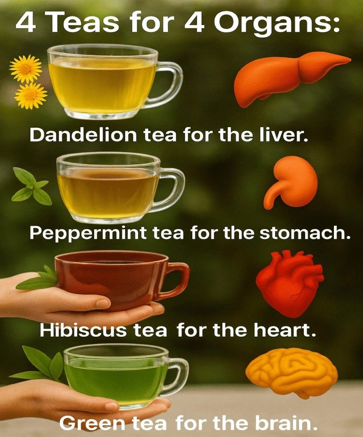Nurturing Your Core: 4 Powerful Teas for Liver, Stomach, Heart, and Brain Health